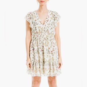 Max Studio Flutter Sleeve Floral White Dress